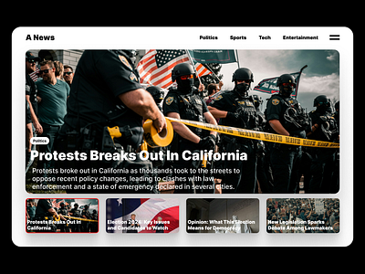 News Website Hero Design black and white design hero design minimalist news ux web design website