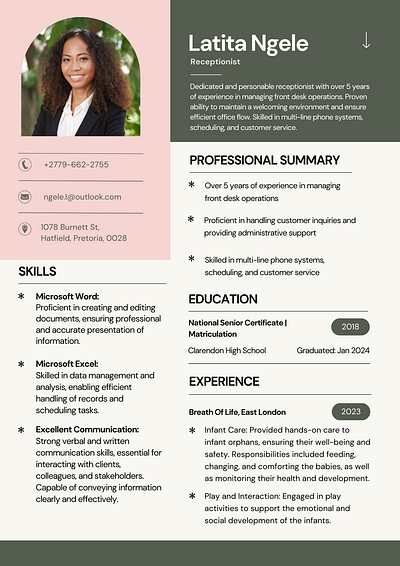 Curriculum Vitae of a client branding cv design graphic design logo