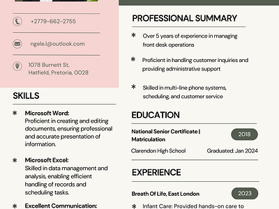 Curriculum Vitae of a client branding cv design graphic design logo