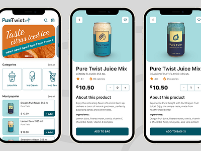 Drink & Ice Cream Cafe (Delivery) app beverage blue cafe card carousel case cyan dailydesign delivery dribbbledesign drinks e commerce fooddelivery order product shop ui uidesign ux