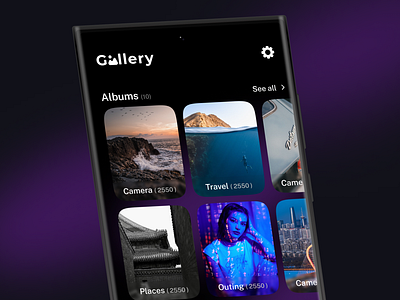 Gallery App Interface app ui branding gallery app gallery ui home screen mobile ui ui design