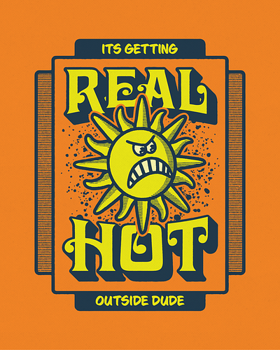 ☀️ Its summertime! ☀️ character design heat hot illustration mascot orange retro summer sun sunny texture tshirt typography vector vintage yellow