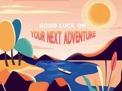 Good Luck card design flat graphic design illustration styleframe sun sunset vector web design