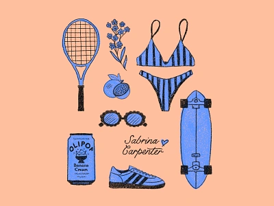 Summer Aesthetic Illustrations abobe illustrator adidas adobe bikini carver design drawing flowers graphic design hand drawn illustration ipad olipop passion fruit procreate shoes skateboard summer sunglases tennis