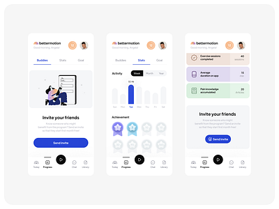 Bettermotion → Progress 📊 app clean colors design ios minimal mobile ui ux yoga