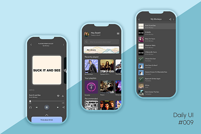 Daily UI 009- Music player app UI app daily dailyui design figma illustration interaction mobile ui uiux website