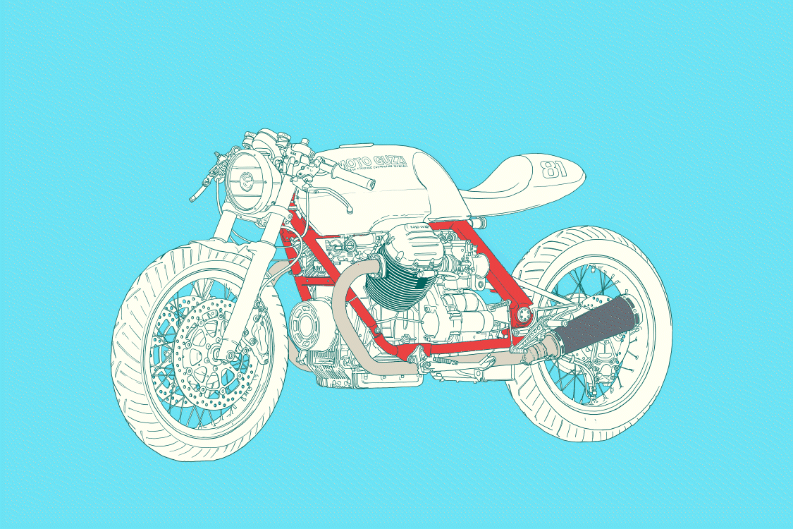 Custom Built Moto Guzzi animated animation branding custom bike gif graphic design motion graphics moto guzzi motorcycle