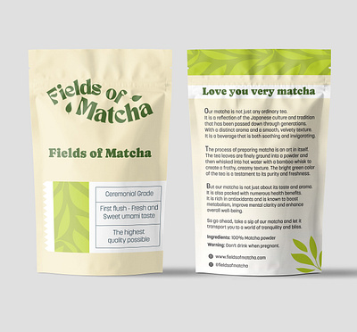 Matcha Tea Pouch Design bag design design graphic design label design packaging packaging design pouch design product label design tea bag tea bag design