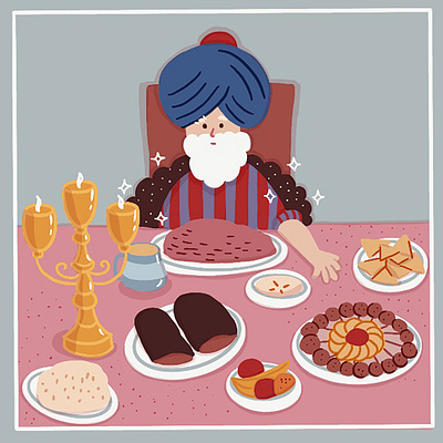 Feast cute drawing fabl fancy feast illustration nasreddin pretty procreate story table turkish vintage