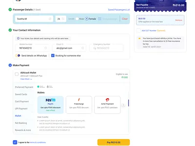 Checkout Page of Bus Booking Application app branding bus bus app bus application card view case study clean color concept design icon ios minimal research typography ui ux web app web application