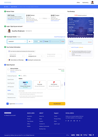 Checkout Page of Bus Booking Application app branding bus bus app bus application card view case study clean color concept design icon ios minimal research typography ui ux web app web application