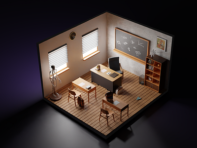 3D classroom 3d blender class modeling render