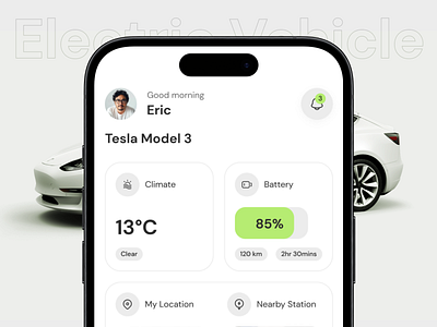 Ev mobile App - Home electric car electric vehincle ev ev app ev charger app product design tesla uiux