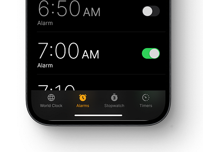 iPhone alarm app ui design animation apple branding ecommerce fintech healthcare mobile app ui