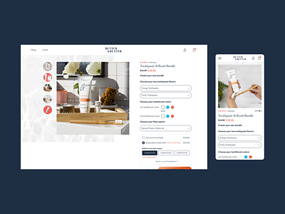 Better & Better – PDP & PLP better branding breath clean dentist ecommerce flossing graphic design hygiene mint mouth mouthcare product card product page shop toothbrush toothpaste ui ux water