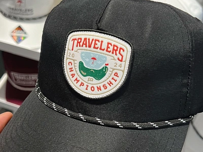 Travelers Championship 2024 - Hat Logo badge design branding brandmark event branding golf graphic design graphics hat identity illustration lettering logo logo design logos merch merch logo shield sports typography