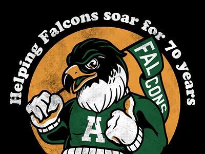 Abbott Falcons birds branding character design college design distress eagles falcons graphic design hawks illustration mascot design pennant school mascot t shirt design varsity vector vintage
