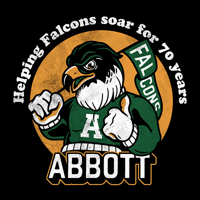 Abbott Falcons birds branding character design college design distress eagles falcons graphic design hawks illustration mascot design pennant school mascot t shirt design varsity vector vintage