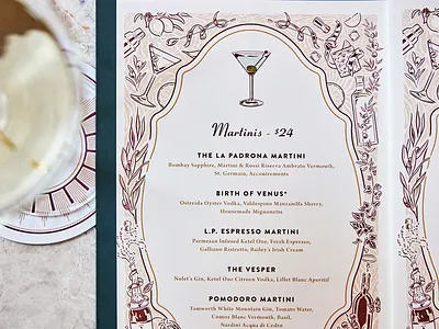 La Padrona Cocktail Menu Design cocktail menu cocktail menu branding cocktail menu design vector