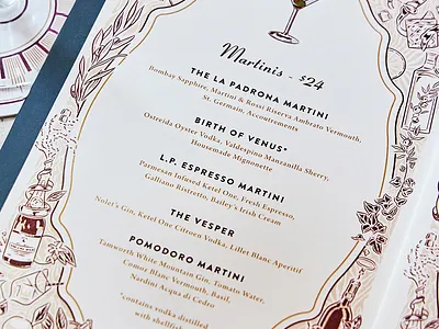 La Padrona Cocktail Menu Design cocktail menu cocktail menu branding cocktail menu design vector