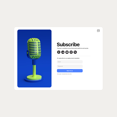 Podcast Subscription Landing Page 3d landing page branding clean concept design illustration minimal sign in sign up social media subscribe typography ui ux ux design web design webdesign