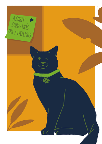 Black cats are great luck bad luck black cat branding cat charity clover good luck graphic green illustration luck poster yellow