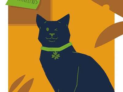 Black cats are great luck bad luck black cat branding cat charity clover good luck graphic green illustration luck poster yellow