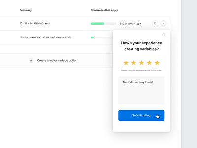 Feedback Component UI design enterprise platform feedback component ui ux web app