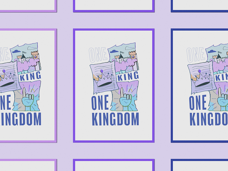 One King One Kingdom ☝️ art banner brand branding colorful design fun graphic design illustration illustrator king kingdom line art logo logo design pink poster purple type typography