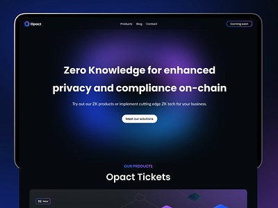 Opact - Website design for a web3 privacy company