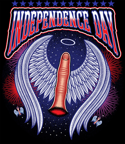 Independence Day america angel apparel finger fireworks fourth of july graphic design illustration illustrations independence logo logo design patriot patriotic t shirt vector vector art wings