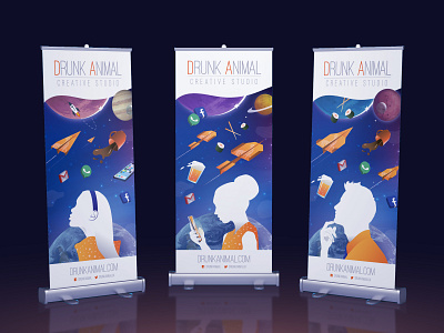 PRINTING - Drunk Animal banner calvin innes dacs drunk animal hull illustration kingston upon hull printing roller banner space