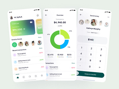 Finance Mobile App Concept android banking charts clean dashboard finance fintech green ios mobile app money overview saving statistic transfer ui user experience user interface ux white space