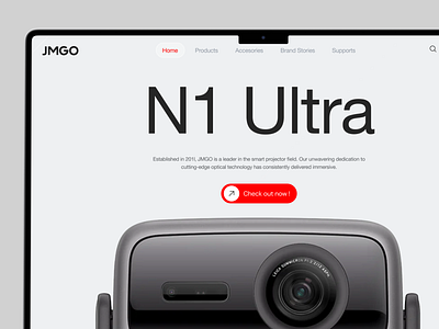 JMGO - Smart Projector Landing Page Concept camera detail digital ecommerce electronic elegant framer landing marketing online page product projector shop template theme ui webflow website wordpress