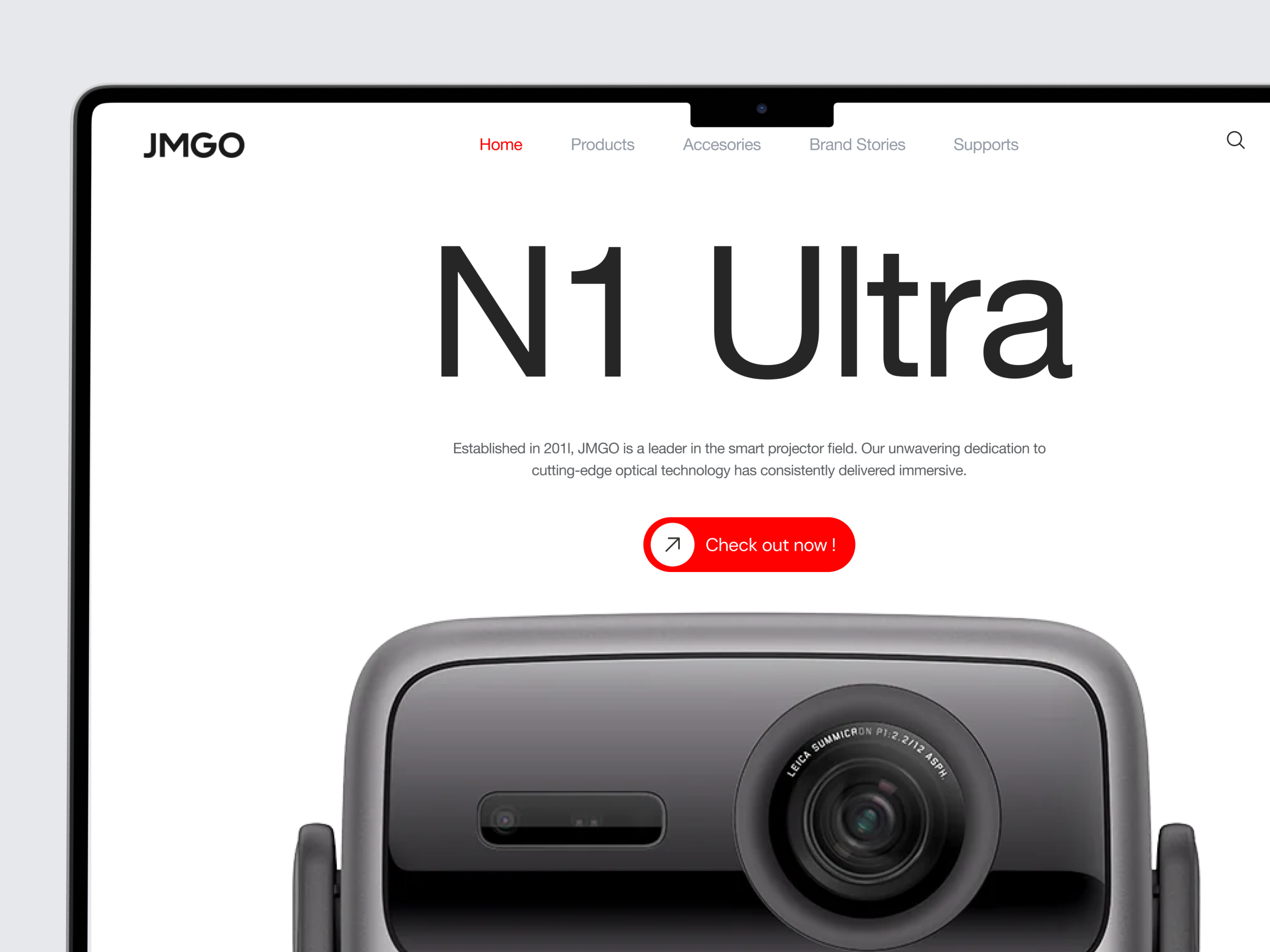 JMGO - Smart Projector Landing Page Concept camera detail digital ecommerce electronic elegant framer landing marketing online page product projector shop template theme ui webflow website wordpress