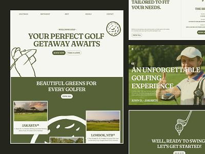 Well Done Golf - Golf Course Landing Page company design field golf golf club golf course golfer golfing green landing page off white rent rental sports sports center ui ui design uiux web design