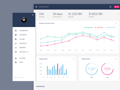 Claims Management dashboard product design ui ux