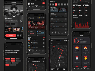 Fitness Tracker Mobile App activities activity app exercise fitness gym health history iphone mobile mobile app mockup record running sport tracker tracking ui uiux workout