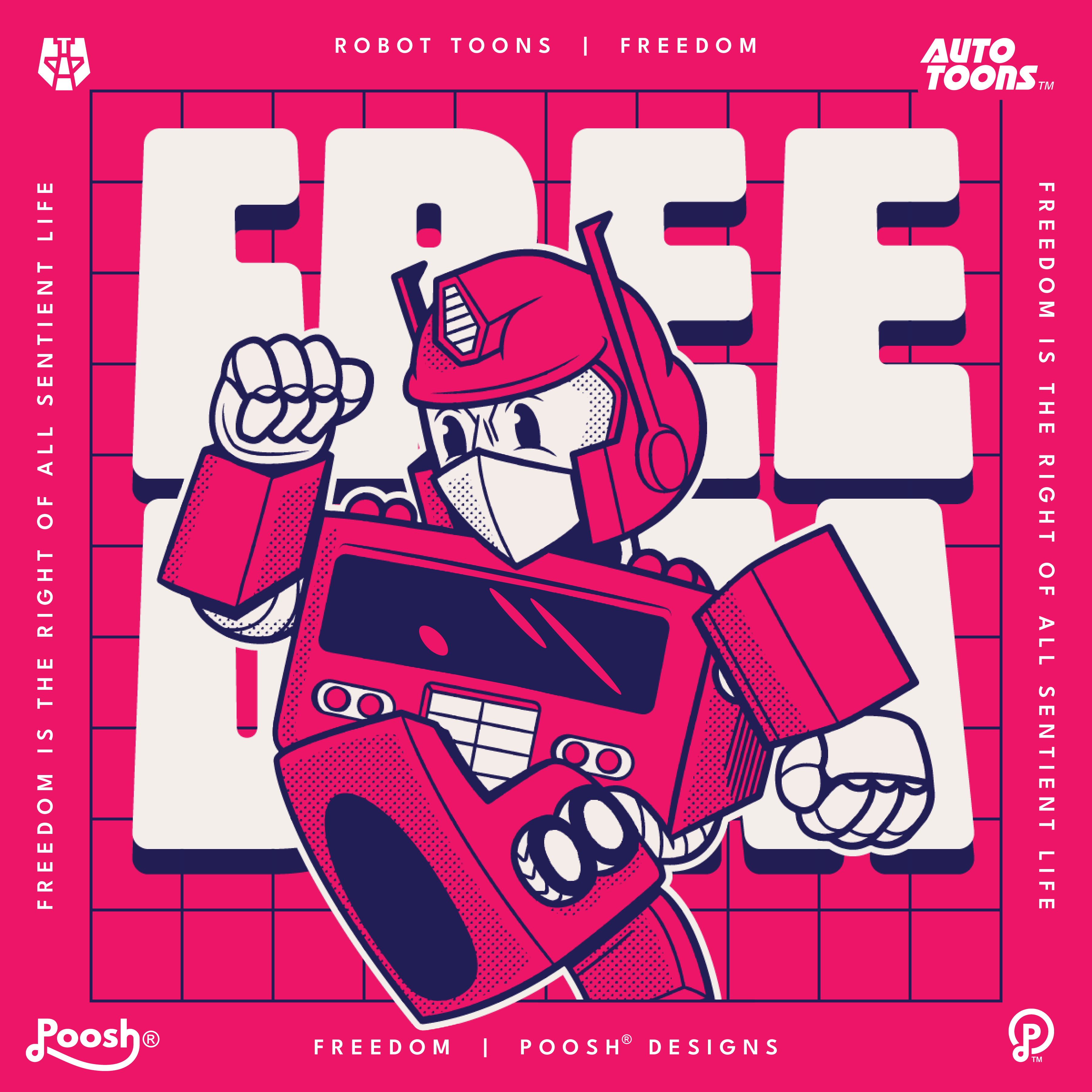 Robot-Toons: a Transformers parody project from Poosh Designs autobots autotoons branding bumblebee cartoons character design comics decepticons graphic design illustration mascot design optimus prime robot toons robots shockwave soundwave toonstrons toontrons transformers vector