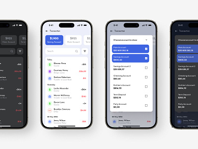 Fintech App - Transaction Page bank banking banking app credit dailyui debit dropdown ebanking emoney ewallet finance finance app fintech history list mobile app transaction transfer wallet