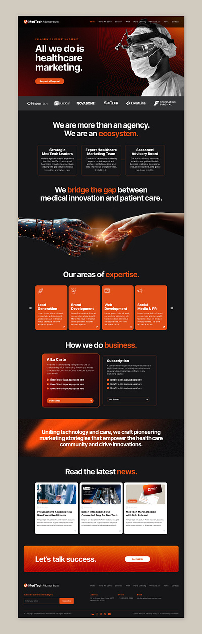 MedTech Momentum Website brand identity graphic design healthcare branding healthcare design medtech branding ui uiux web design website design