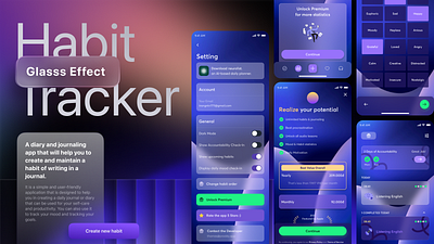 Habit Tracker App app design glass graphic design ui ux