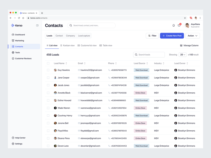 Kerso - CRM Contact Lead Page