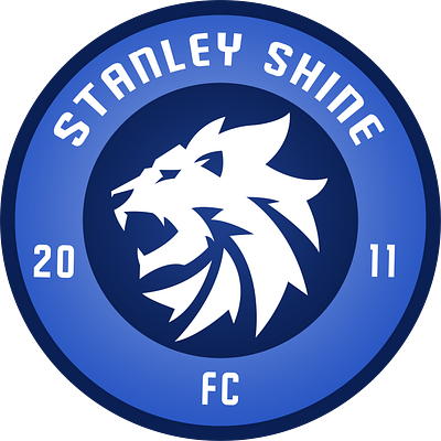 Stanley Shine FC Logo blue logo branding design football club logo graphic design illustration lion logo logo modern logo simple logo soccer logo vector