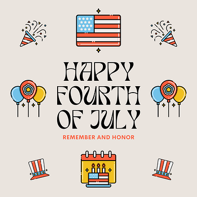 Happy Fourth of July branding design graphic design icons illustration ui