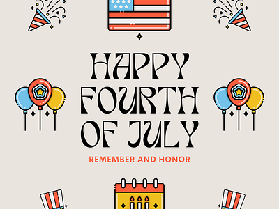 Happy Fourth of July branding design graphic design icons illustration ui