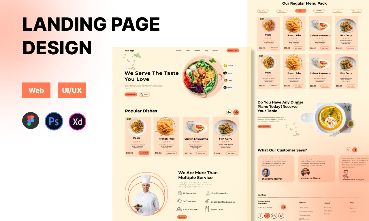 Food Menu Landing Page e commerce landing page food menu uiux design website design