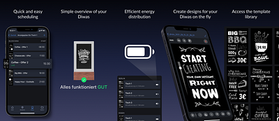 Diwa App app design devices digital signage e ink editor figma flat ios minimal scheduling ui ux viewneo