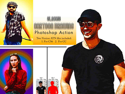 Classic Cartoon Drawing Photoshop Action canvas