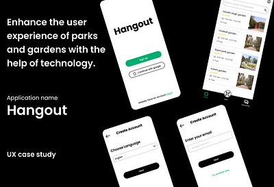 Enhance the user experience of parks and garden with technology. design typography ui ux